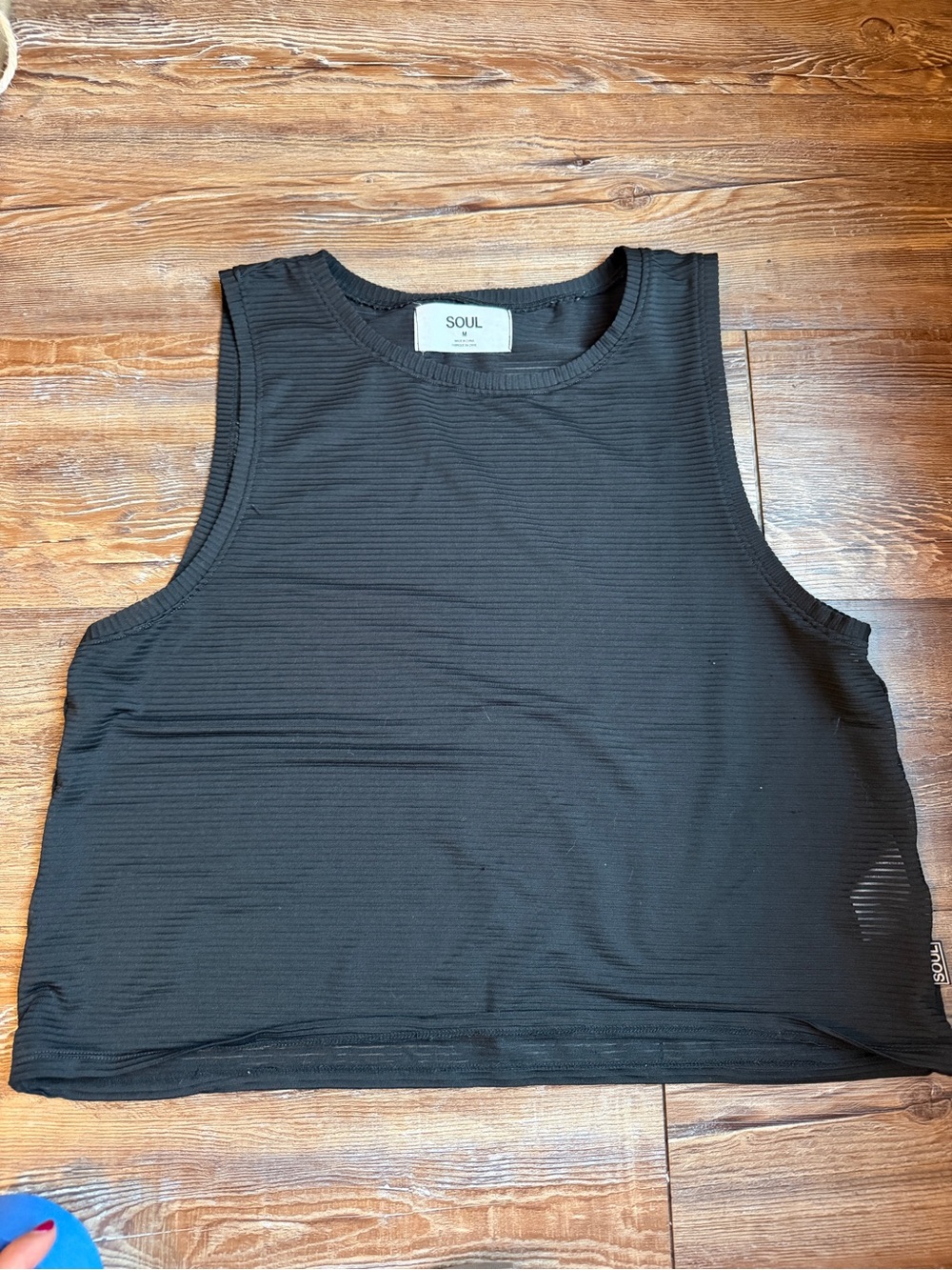 soulcycle Black Ribbed Studio Crop Tank